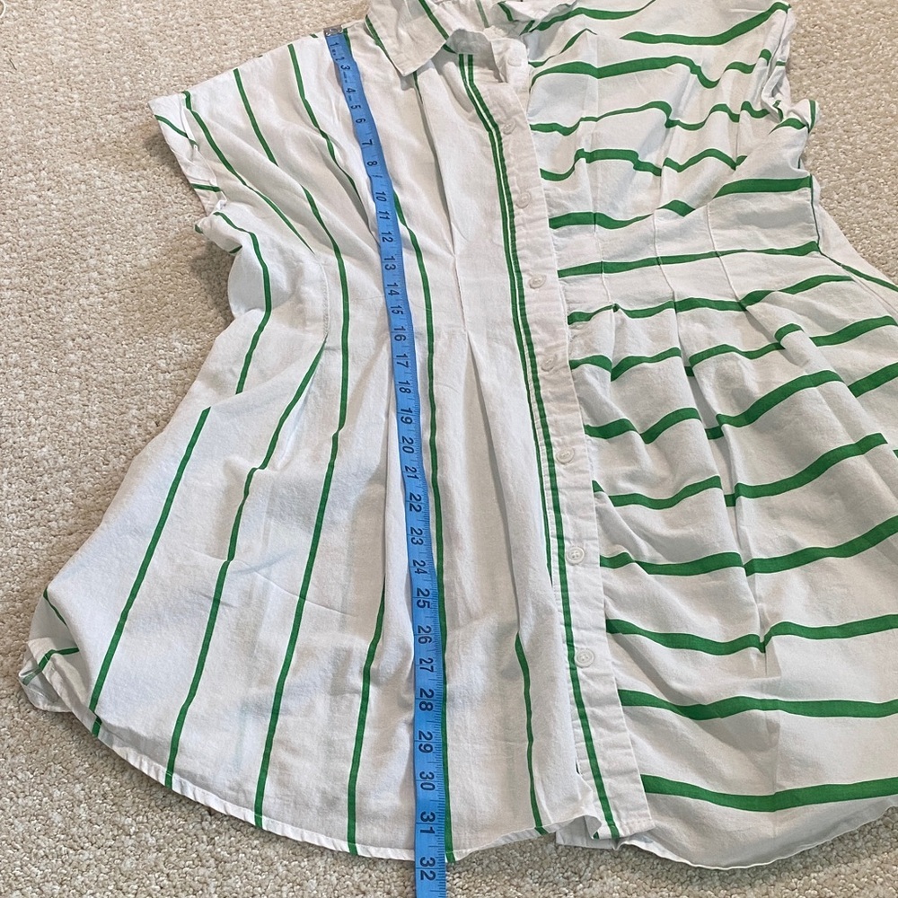 Elegant Green and White Striped Mini Dress - Picture 13 of 14
